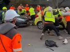 Two men were treated by paramedics for minor injuries.