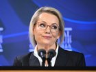 Australian Opposition Leader Sussan Ley addresses the National Press Club in Canberra, Wednesday, June 25, 2025.