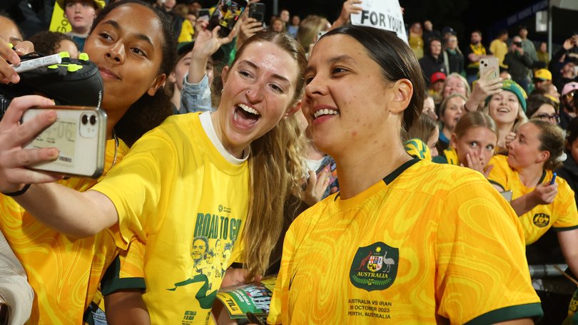 Sam Kerr will be signing autographs before the Matildas’ opening game in Perth.