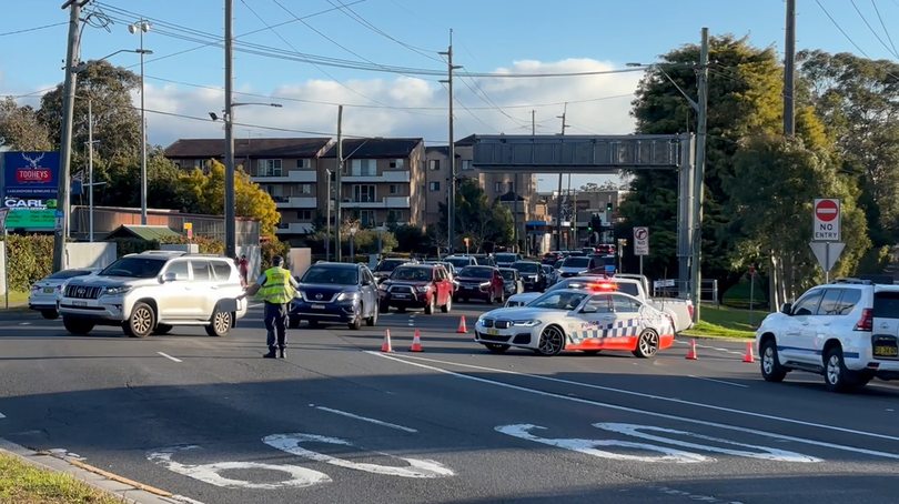 Traffic has been diverted on Pennant Hills Road due to the crane hazard.
