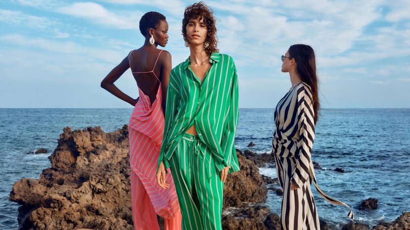 Blue skies and the ocean in a H&M promo.