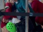 A man was tackled by fellow passengers during a chaotic outburst at an airport.
