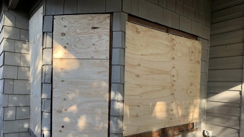 Boarding up the home has only partially solved the problem. Picture: Facebook ,