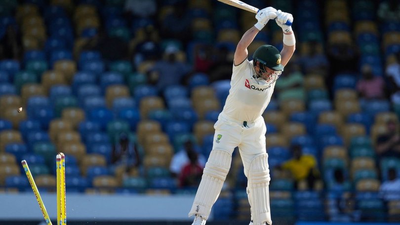 Josh Inglis handed his wicket to West Indies’ bowler Jayden Seales by not playing a shot.