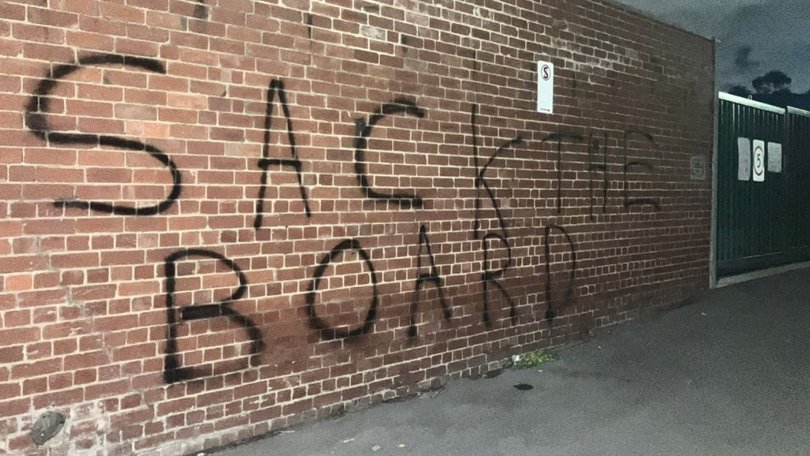 Vandals have attacked the walls of Carlton’s HQ.