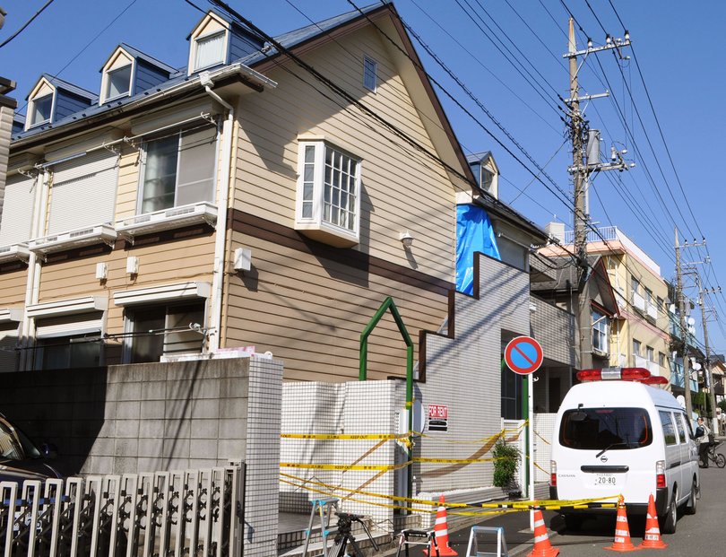 The apartment complex in Zama, near Tokyo, where nine dismembered bodies were found. (Kyodo) ==Kyodo Picture: