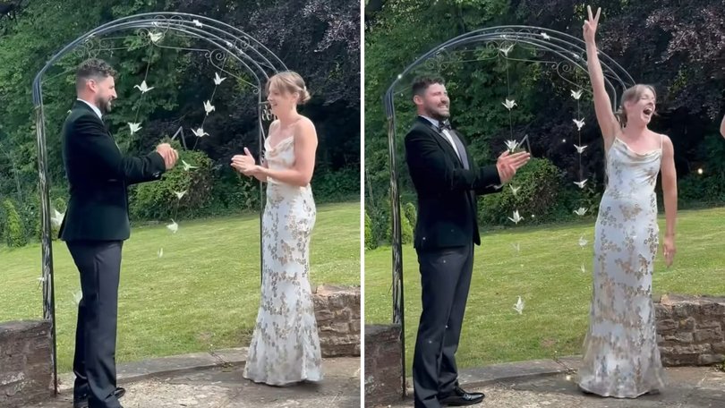 A British couple has gone viral for the bizarre way they decided whose surname to take at their wedding.