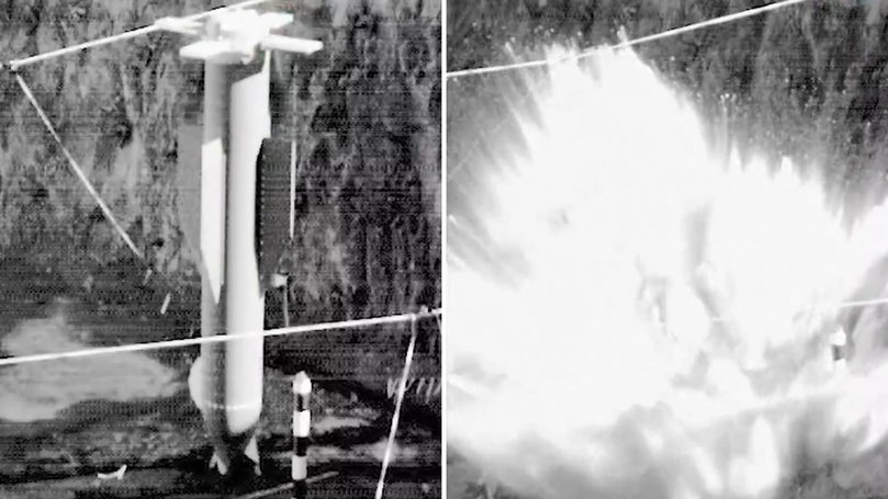 The Pentagon has released dramatic test footage that shows how bunker-buster bombs work.