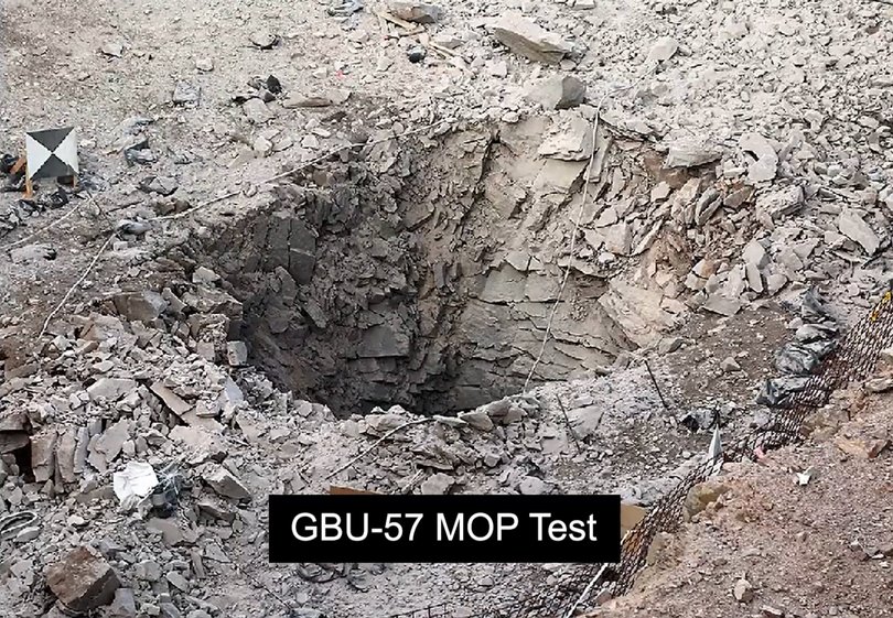 The massive destructive power of the 30,000 pound bunker-buster GBU-57 bombs Donald Trump ordered to be dropped in Iran's nuclear sites was put on full display in a newly released video.