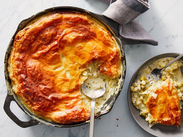  Loaded with the season’s finest offerings, this pie comes together in one frying pan and manages to be hearty yet light. Food stylist: Monica Pierini. 