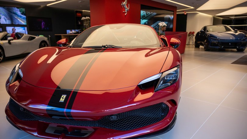 A Ferrari 296 GTS at a New York dealership in February. 