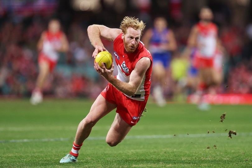 Chunks of turf fly off the SCG.