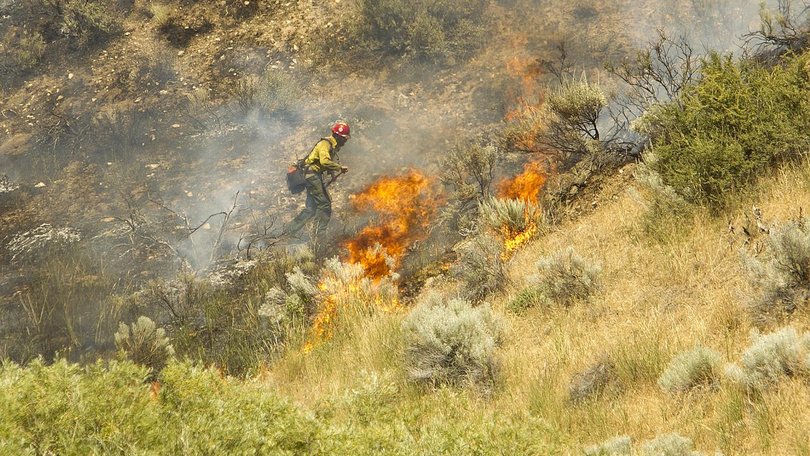 A gunman has attacked firefighters who were responding to a blaze in the US state of Idaho.