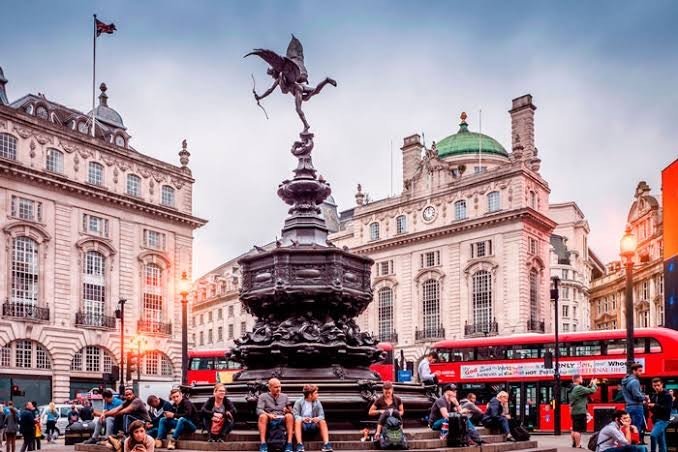 Piccadilly Circus in London is a popular attraction, with an estimated 100 million passing through each year.