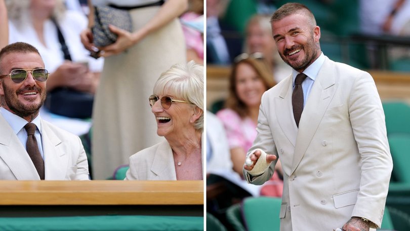Sir David Beckham at Wimbledon with his mother Sandra.