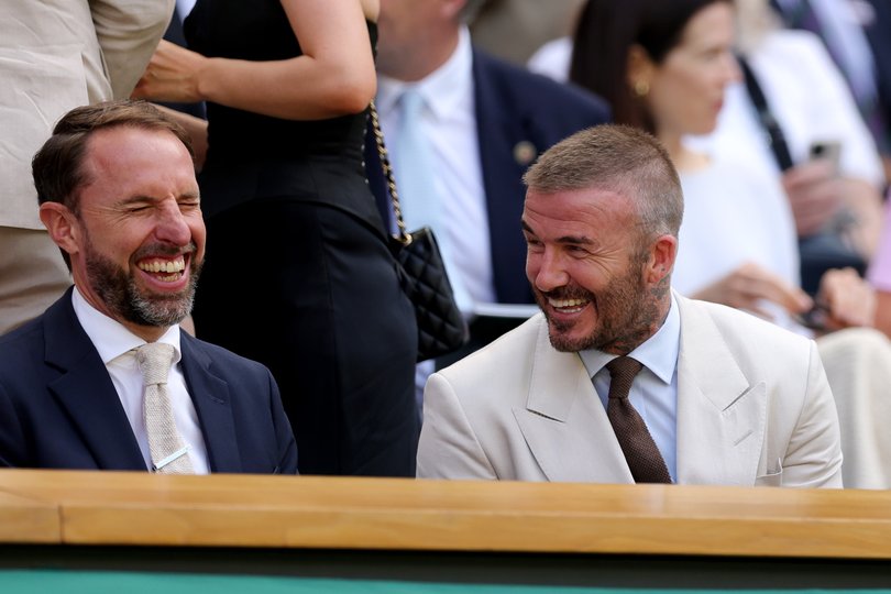 Sir Gareth Southgate and Beckham interact in the Royal Box.