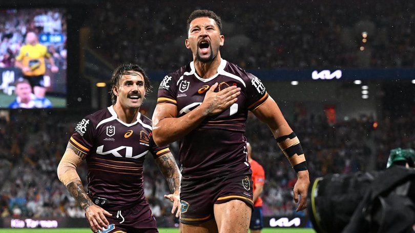 Gehamat Shibasaki (right) has earned his Queensland debut after a stellar NRL return with Brisbane. (Dave Hunt/AAP PHOTOS)