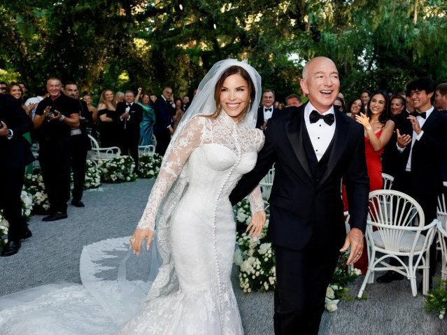 AARON PATRICK: In an era of lavish weddings, Amazon founder Jeff Bezos spent a tiny slice of his wealth to marry television host Lauren Sanchez.