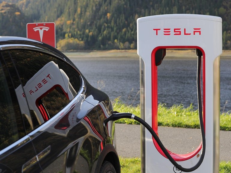 Tesla Model X charging.