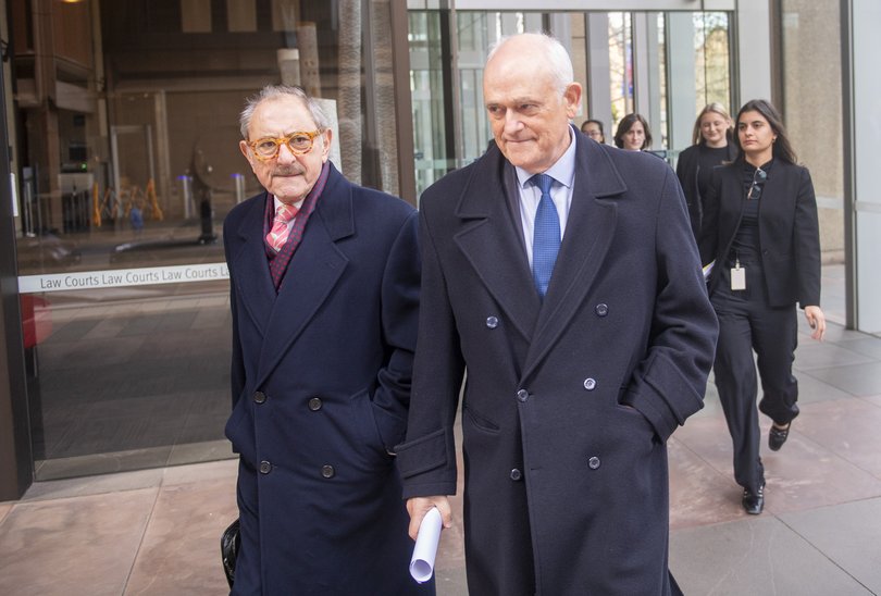 Executive Council of Australian Jewry members Robert Good and Peter Wertheim leave Federal Court.