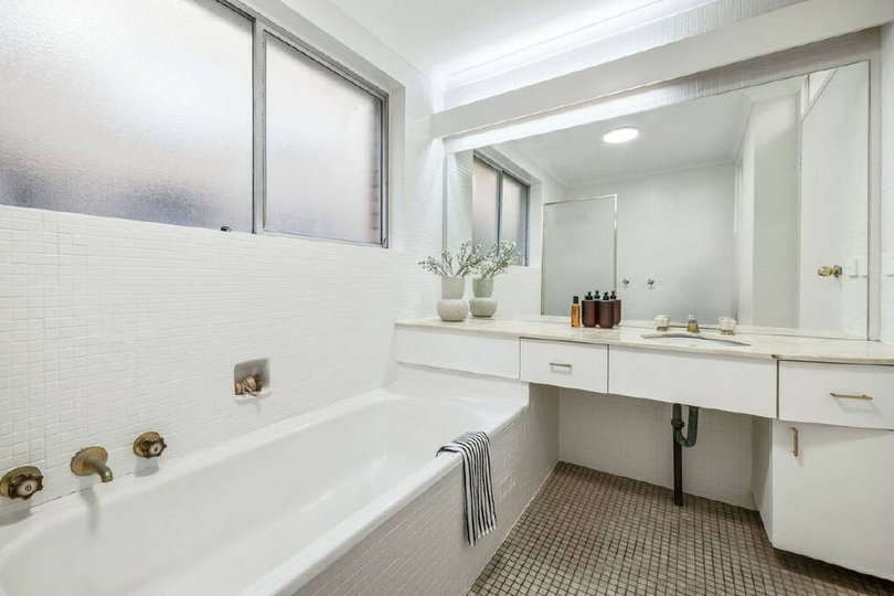 The bathroom.