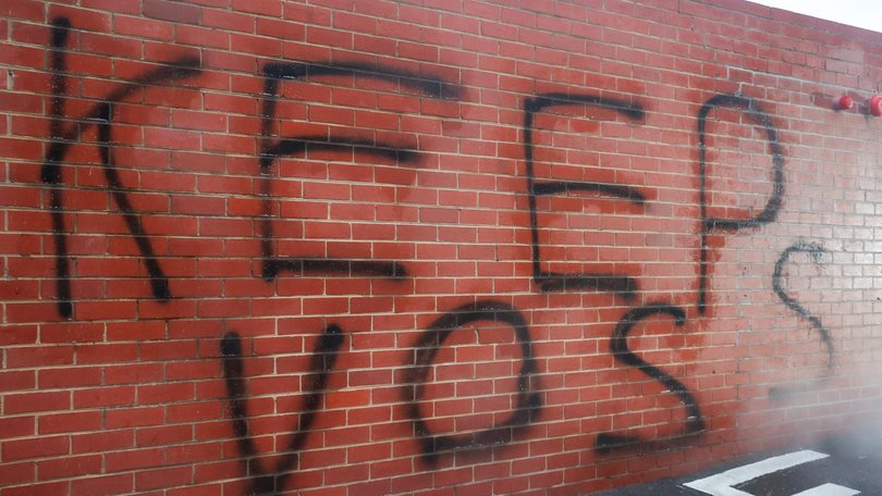 Graffiti has been sprayed at Carlton supported coach Michael Voss. NewsWire/Ian Currie