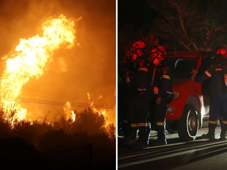 Winds are fanning the flames, sparking evacuations on the holiday island of Crete.