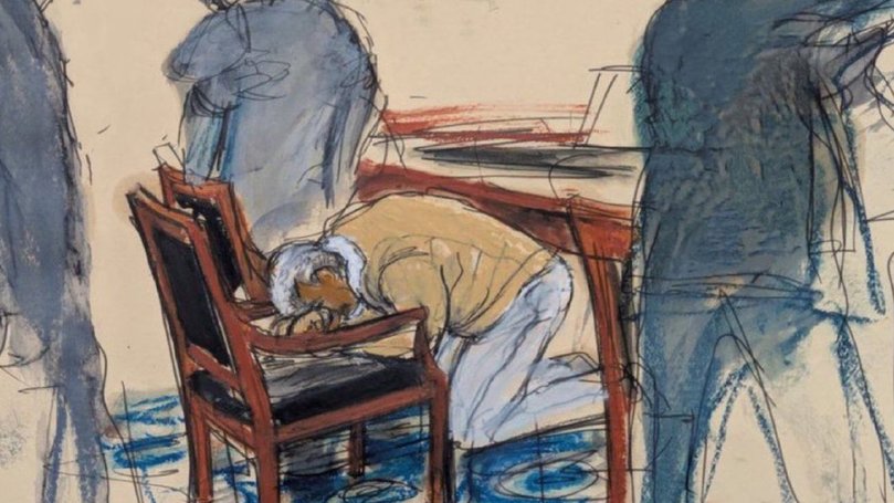 After hearing the veridict, Combs fell to his knees and leaned over his chair in prayer. 
