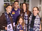 Michael Walters with wife Marnie and children Laila 13, Mackenzie 7 and Addison 11 at Thursday’s retirement press conference.