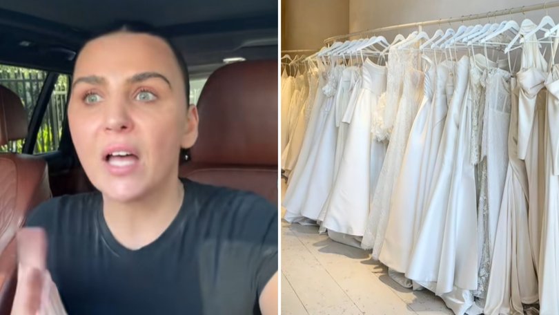 A bride-to-be has gone viral crying in disbelief just one month before her wedding, pointing the finger at one of Sydney’s most high-end bridal boutiques.