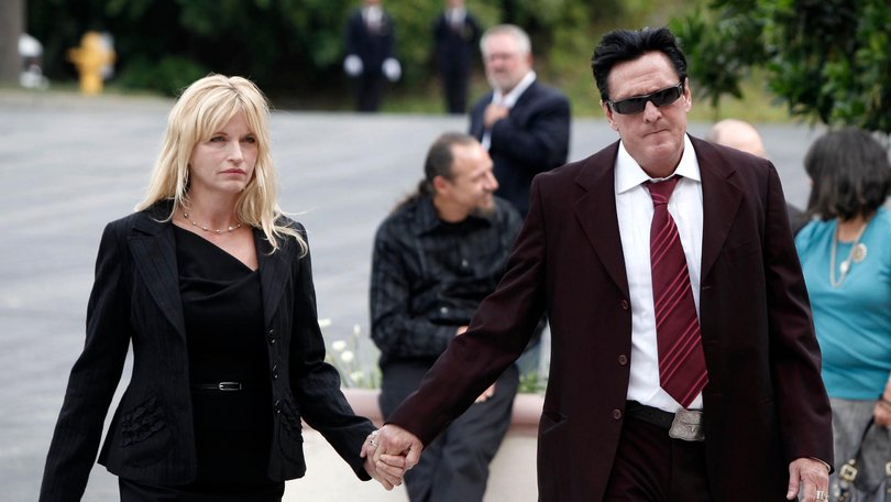 Michael Madsen arrives at the funeral of David Carradine.