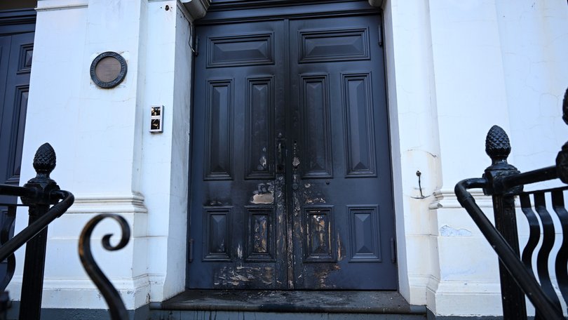 Families fled a synagogue blaze while protesters targeted a nearby Israeli restaurant.