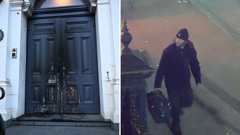 CCTV images have been released of a man wanted over a shocking arson attack on an East Melbourne synagogue.