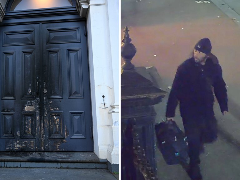 CCTV images have been released of a man wanted over a shocking arson attack on an East Melbourne synagogue.