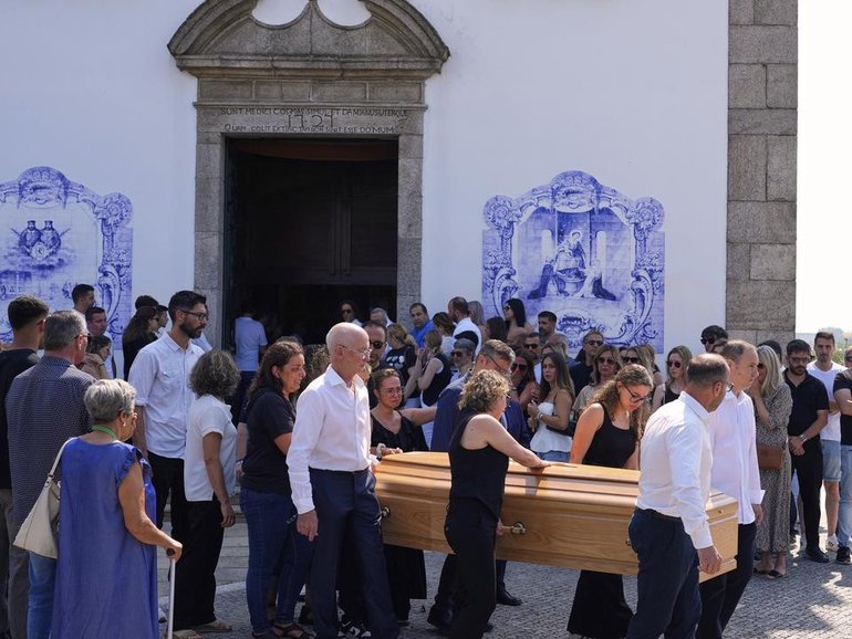 The coffins of Diogo Jota and his brother Andre Silva are carried out at their funeral in Portugal. (AP PHOTO)