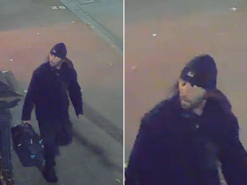 Police want to speak to a man seen outside a synagogue targeted in an arson attack. (HANDOUT/VICTORIA POLICE)