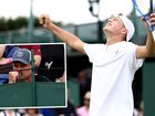 Australian tennis legend Lleyton Hewitt has watched from the stands as his 16-year-old son Cruz made a Wimbledon debut to remember.