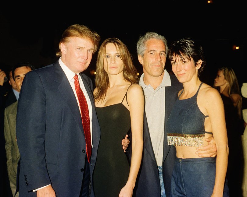 Donald Trump and his then-girlfriend now wife Melania, convicted sex offender Jeffrey Epstein and British socialite Ghislaine Maxwell in 2000.