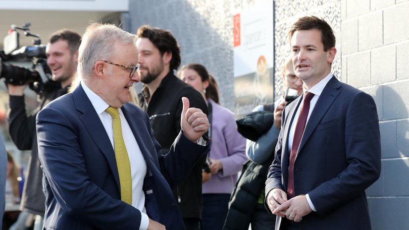 Anthony Albanese with Tasmanian Labor Leader Dean Winter.