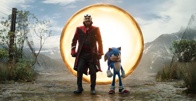 Jim Carrey as Ivo Robotnik and Sonic (Ben Schwartz) in Sonic the Hedgehog 3 from Paramount Pictures and Sega of America, Inc.