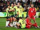 Charlotte Grant of Australia celebrates a goal.