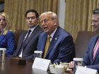 President Donald Trump directed his ire at Russian President Vladimir Putin at a cabinet meeting. (AP PHOTO)