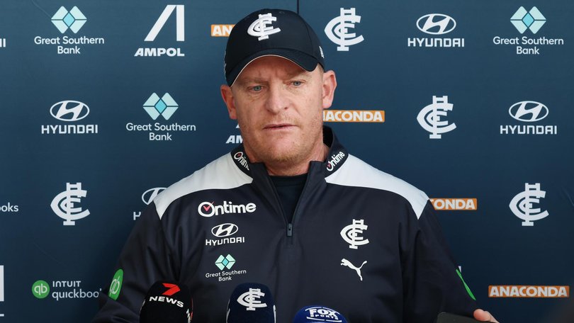 Carlton coach Michael Voss gave a passionate response to the threat. Picture: David Crosling