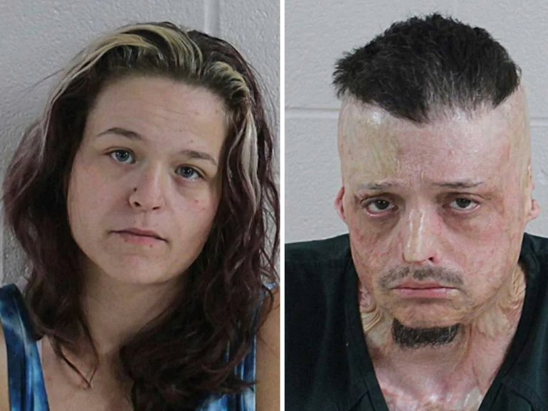 Three people are facing long prison terms after a 6yo boy was restrained with handcuffs and attacked by a pitbull. Pictured: Angelina Williams, Robert Michalski Jr and Taylor Marvin-Brown.