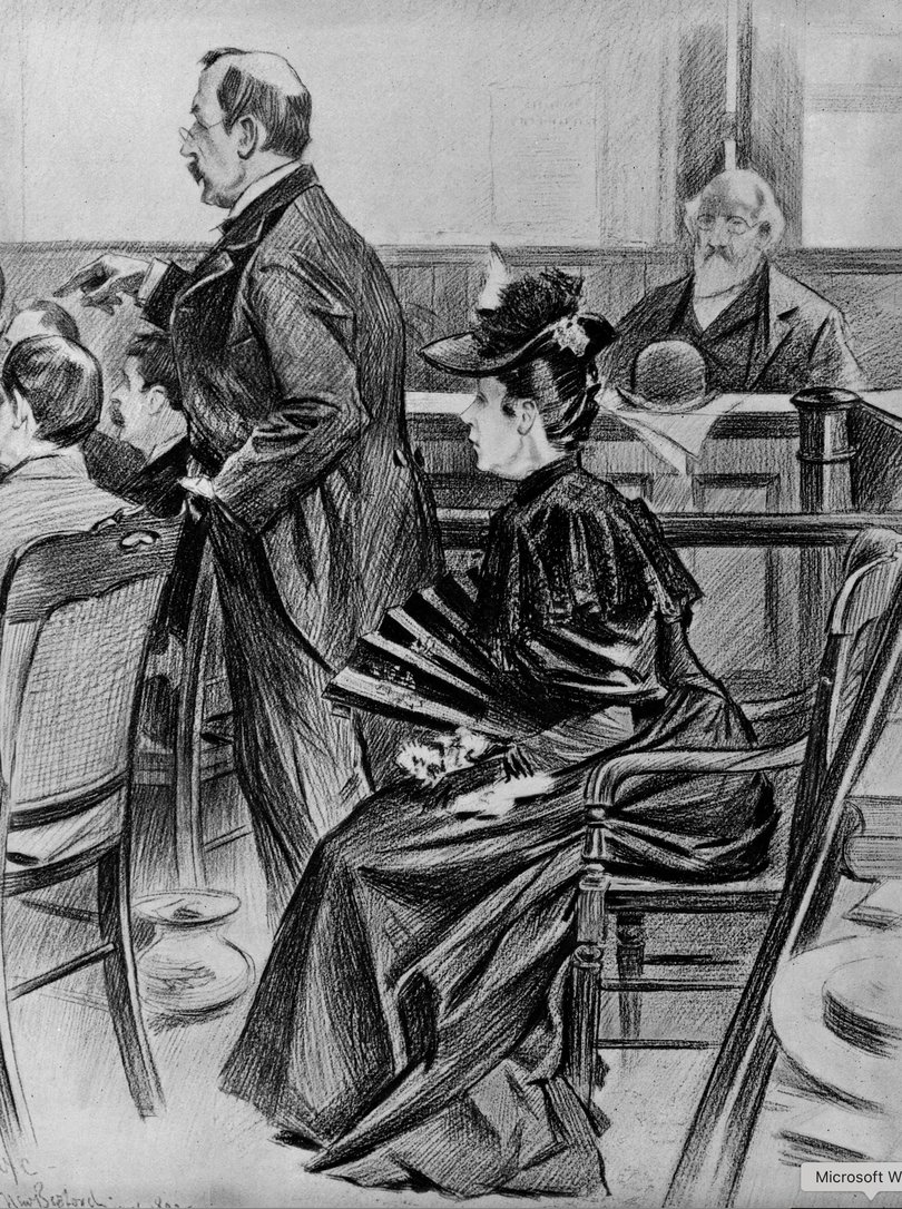 Lizzie Borden during her trial for murder.