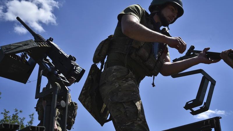 President Donald Trump says the US will send Ukraine weapons because the nation must defend itself. (AP PHOTO)