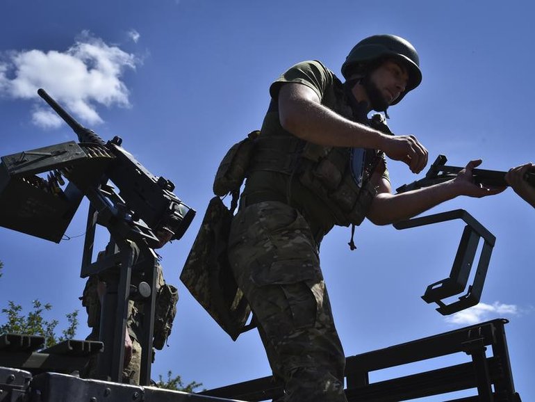 President Donald Trump says the US will send Ukraine weapons because the nation must defend itself. (AP PHOTO)