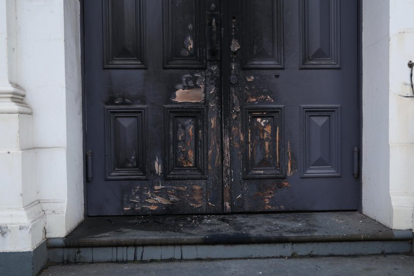 MELBOURNE, AUSTRALIA- NewsWire Photos- JULY 5, 2025. A Synagogue in East Melbourne where a fire was lit at the doorway last night. Saturday, July 5. 2025. Picture: David Crosling/ NewsWire Picture: