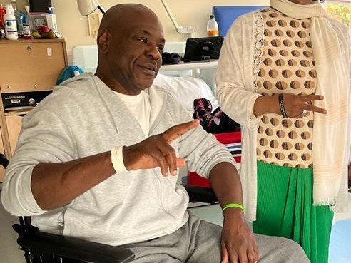 Olubiyi Jibowu, 57, had his leg amputated after his leg went into sepsis following a pedicure. 