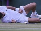 Novak Djokovic taking a 'nasty' fall during his victory over Flavio Cobolli at Wimbledon. (AP PHOTO)